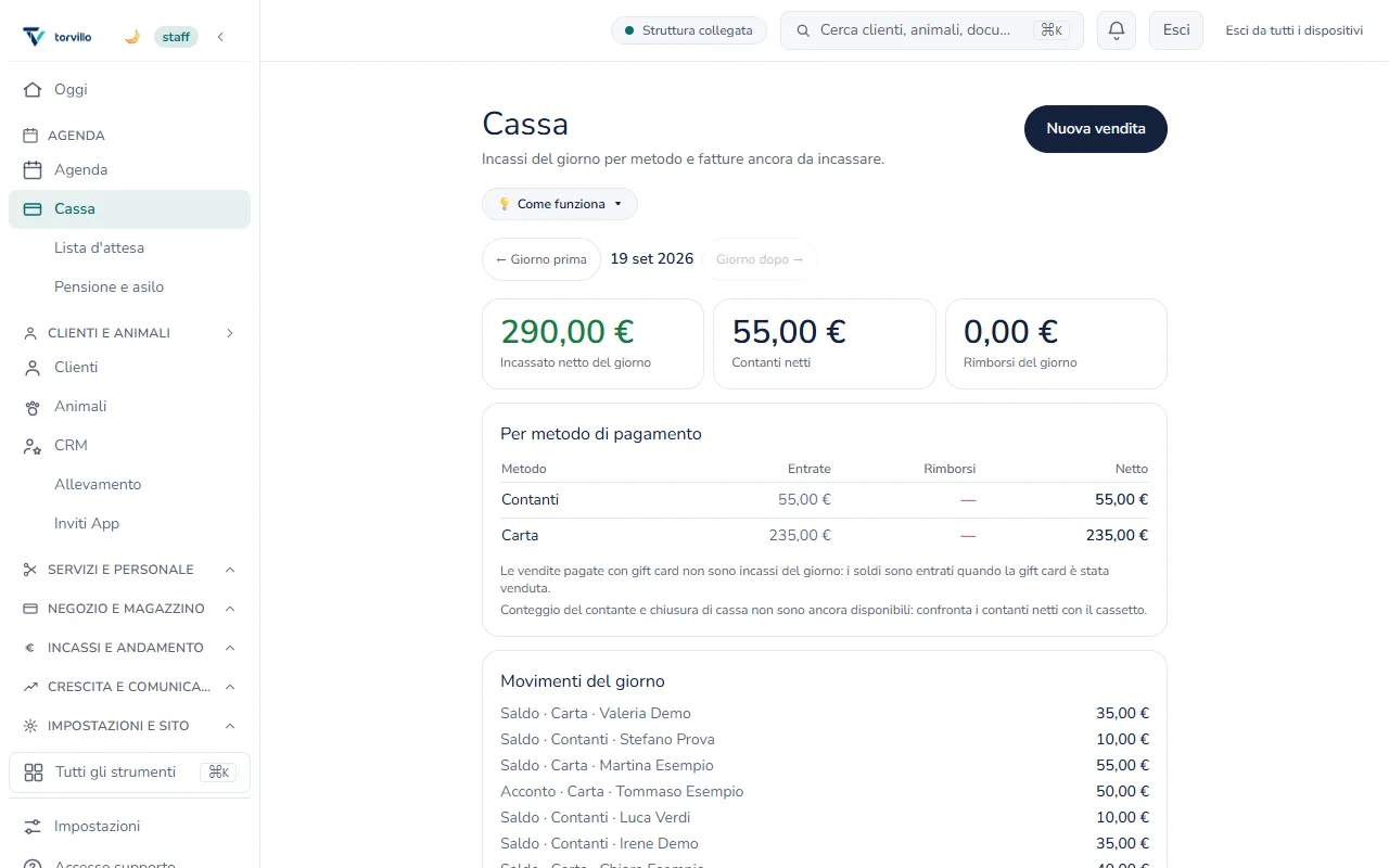 Cassa e incassi